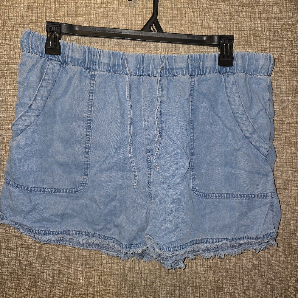 Time and Tru Blue Jean Shorts Distressed Hem
